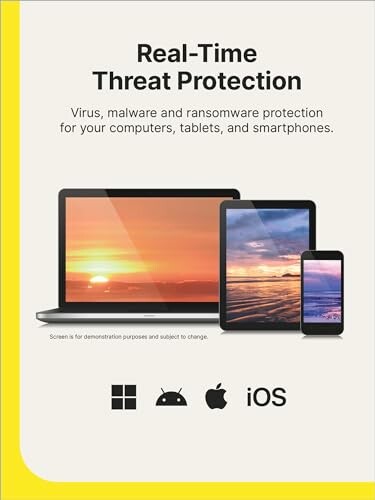 Poster advertising real-time threat protection for various devices.